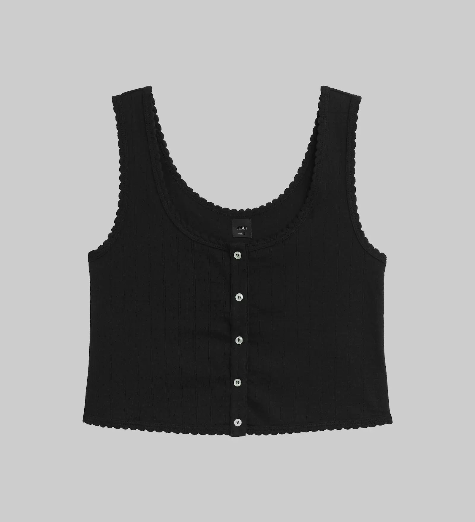 Leset - Pointelle Button Down Tank