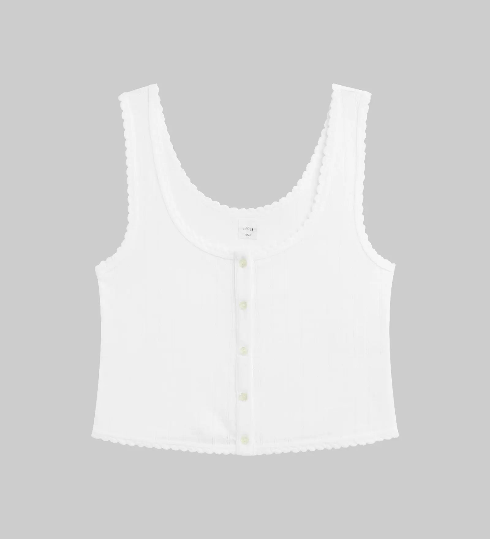 Leset - Pointelle Button Down Tank