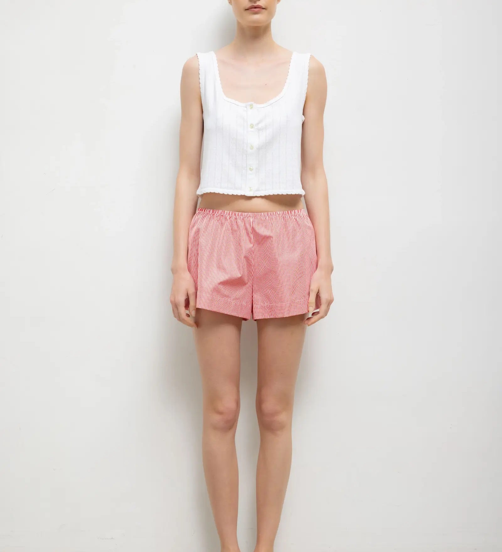 Leset - Pointelle Button Down Tank