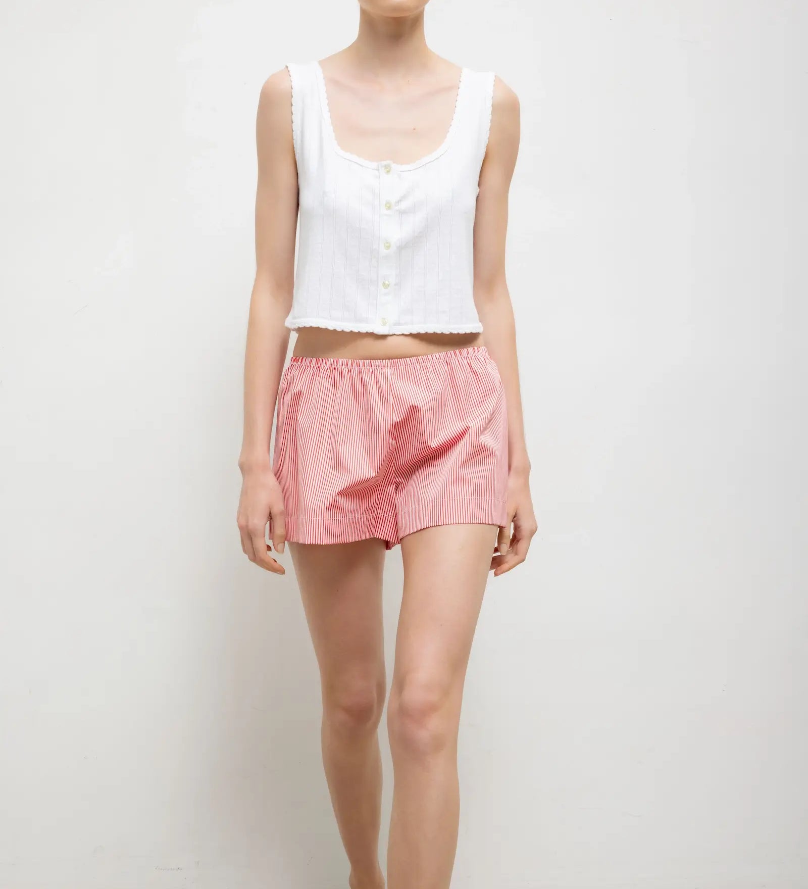 Leset - Pointelle Button Down Tank