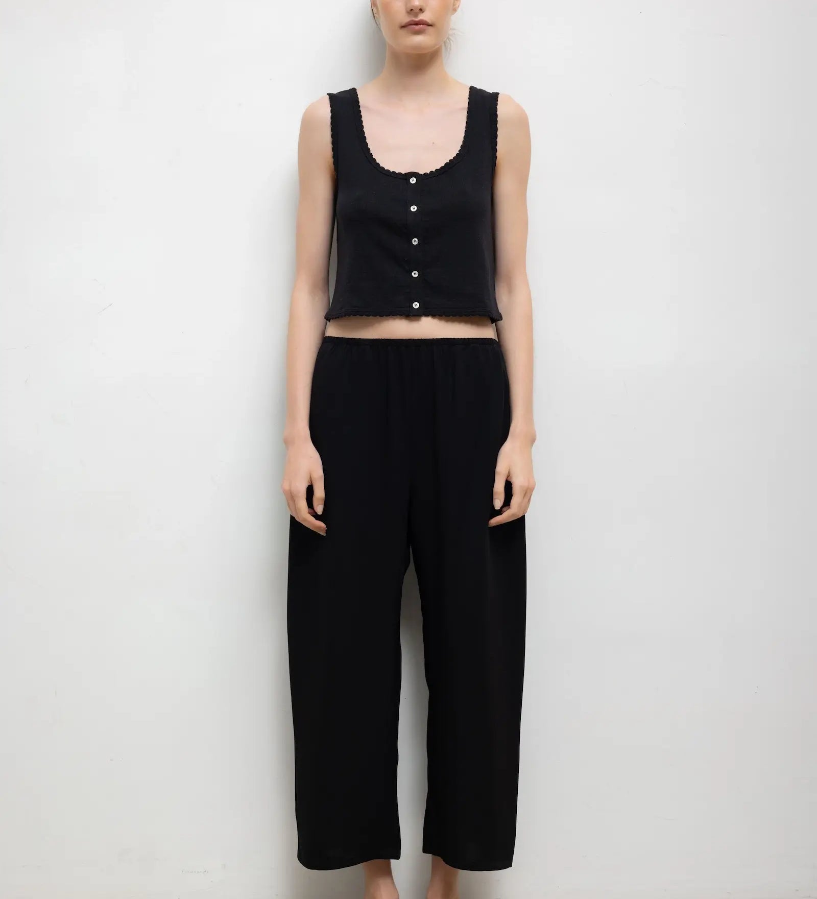Leset - Pointelle Button Down Tank