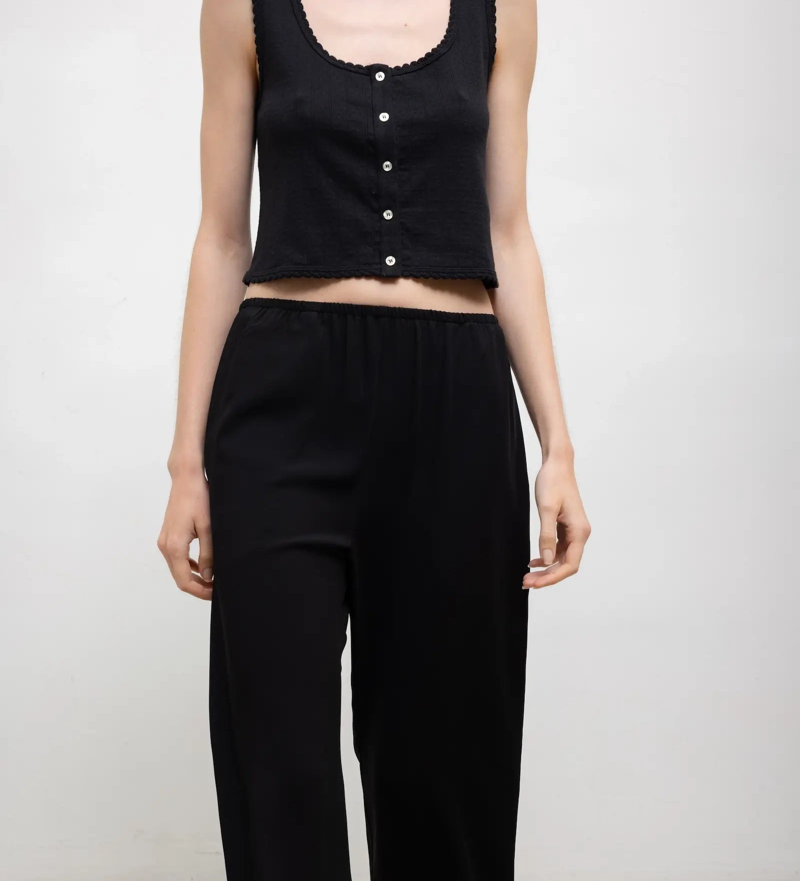 Leset - Pointelle Button Down Tank