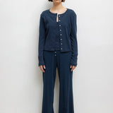Leset - Pointelle Classic Crew Cardigan