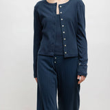 Leset - Pointelle Classic Crew Cardigan