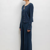 Leset - Pointelle Classic Crew Cardigan
