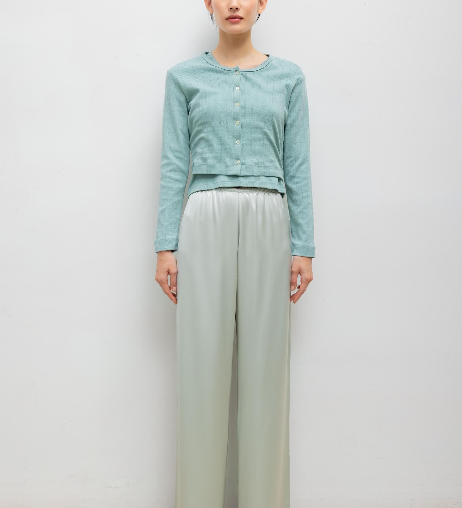 Leset - Pointelle Crop Cardigan