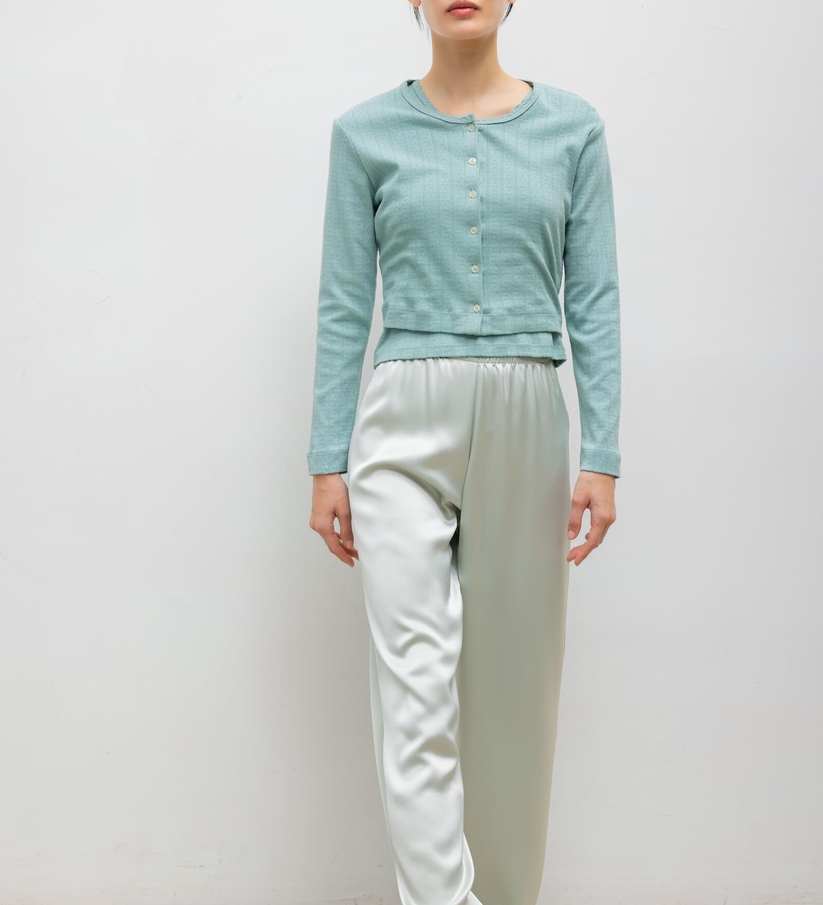Leset - Pointelle Crop Cardigan