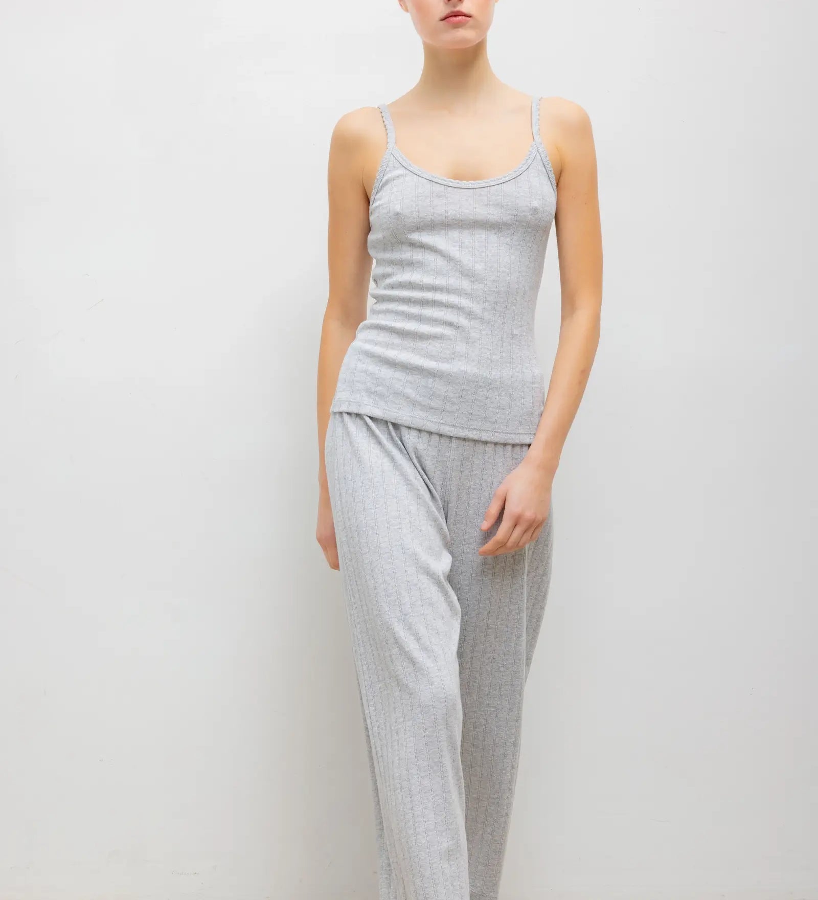 Leset - Pre - Order: Pointelle Crop Wide Leg Pant