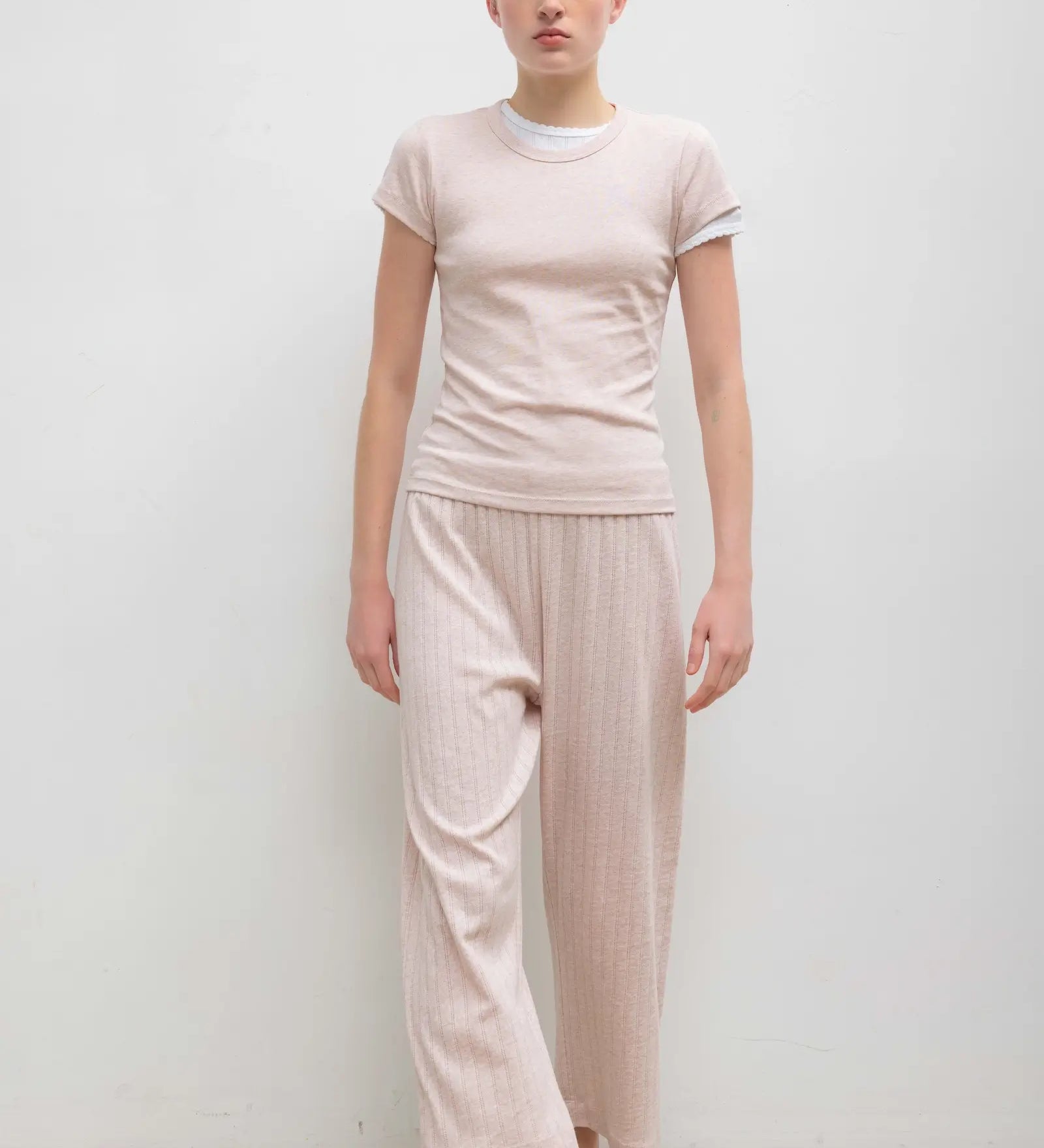Leset - Pointelle Crop Wide Leg Pant