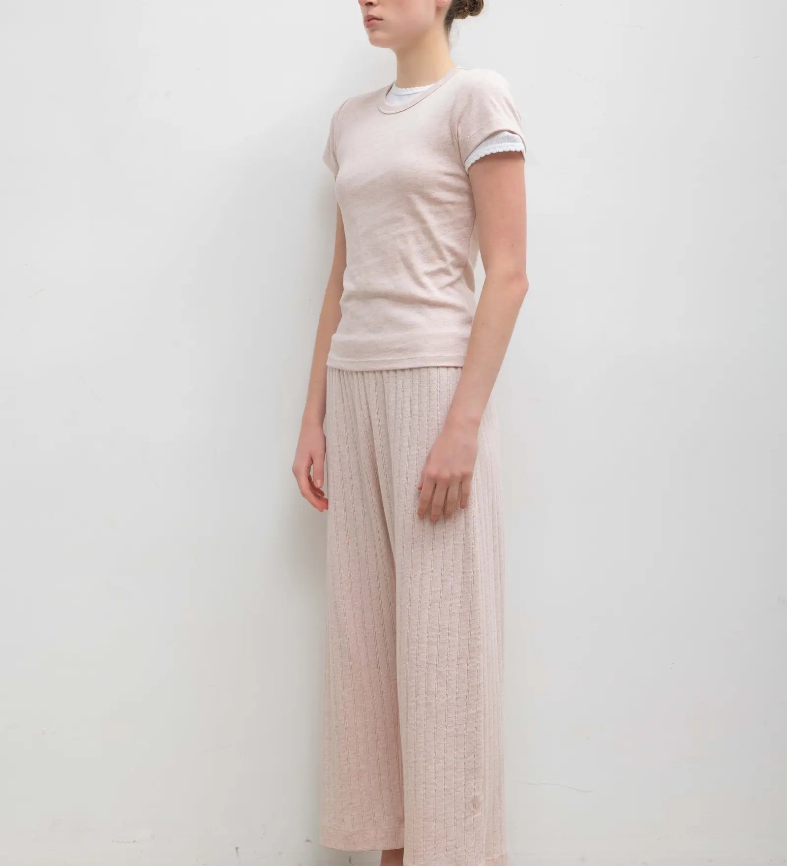 Leset - Pointelle Crop Wide Leg Pant