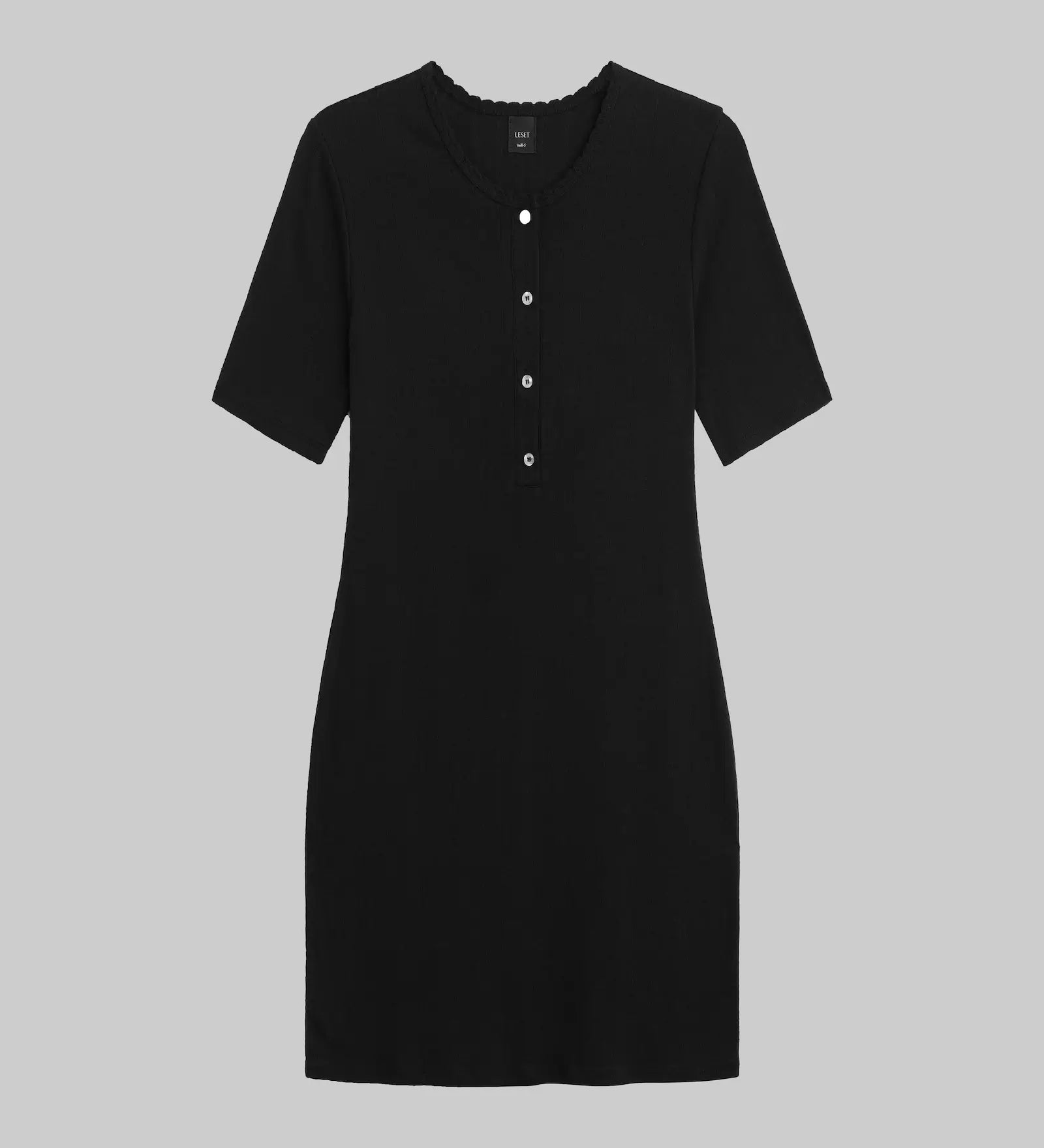 Leset - Pointelle Henley Mini Dress