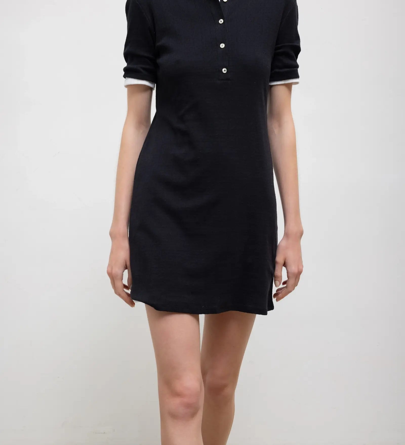 Leset - Pointelle Henley Mini Dress
