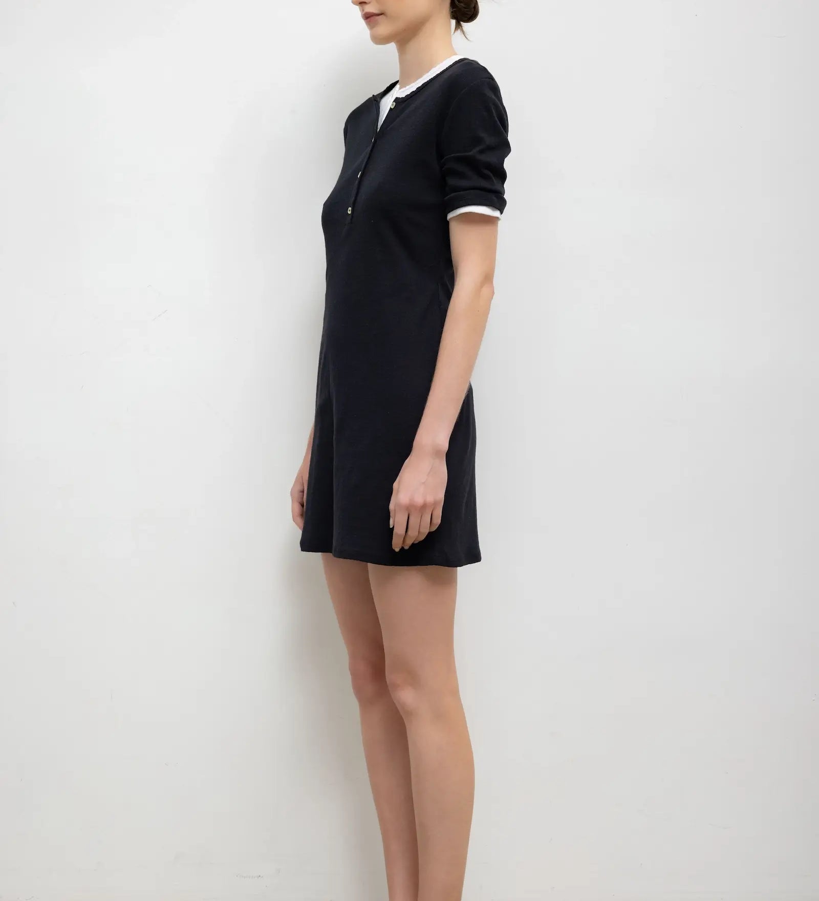 Leset - Pointelle Henley Mini Dress