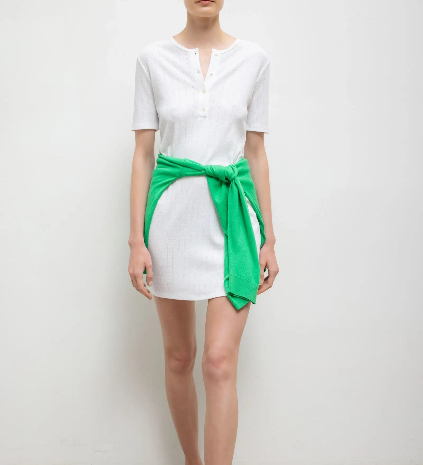 Leset - Pointelle Henley Mini Dress