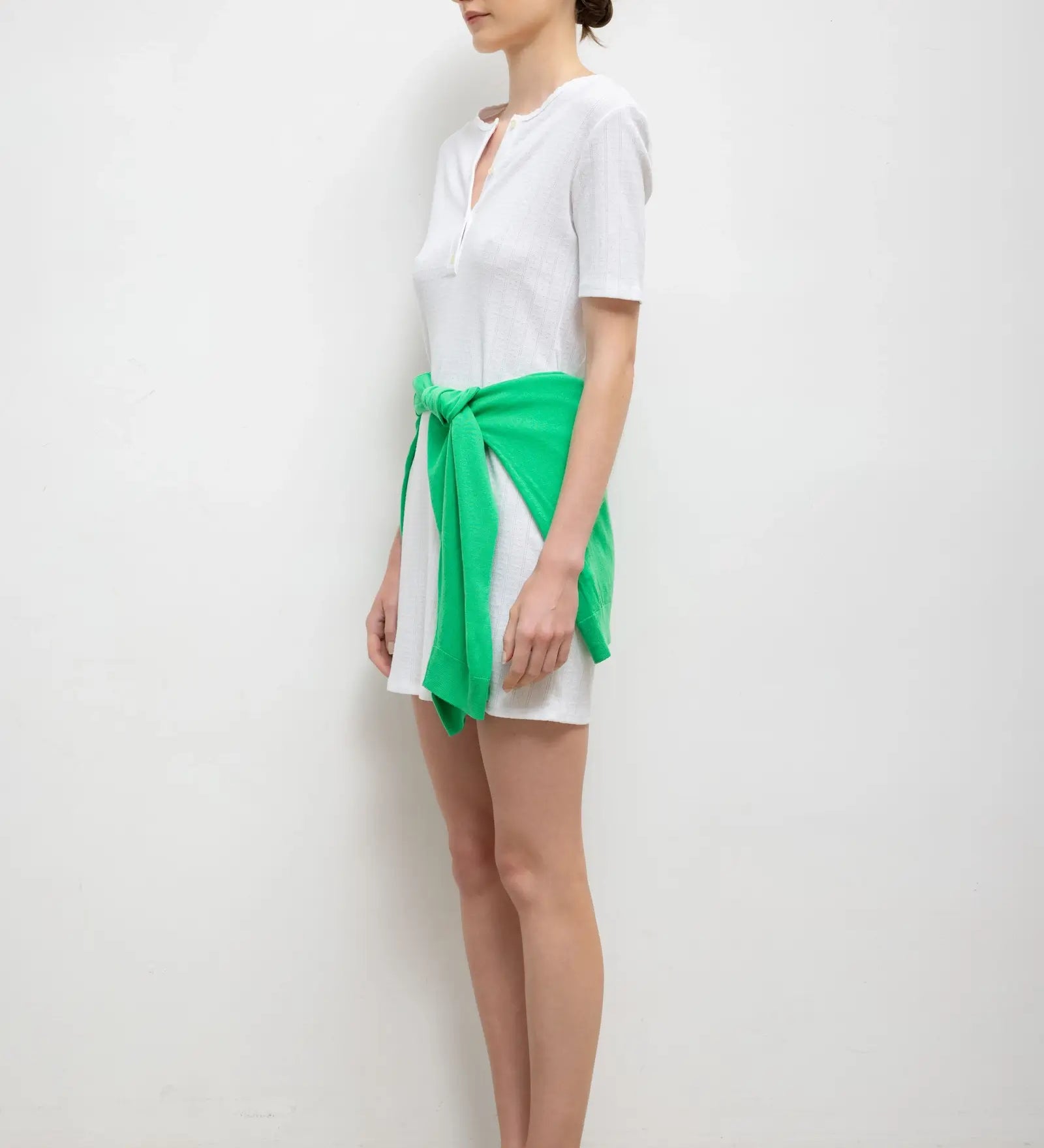 Leset - Pointelle Henley Mini Dress