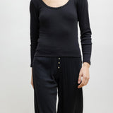 Leset - Pointelle Long Sleeve Scoop Neck