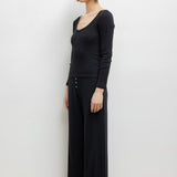 Leset - Pointelle Long Sleeve Scoop Neck