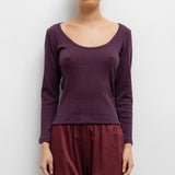 Leset - Pointelle Long Sleeve Scoop Neck
