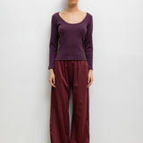Leset - Pointelle Long Sleeve Scoop Neck