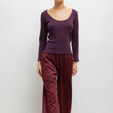 Leset - Pointelle Long Sleeve Scoop Neck