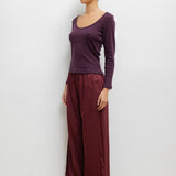 Leset - Pointelle Long Sleeve Scoop Neck