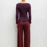 Leset - Pointelle Long Sleeve Scoop Neck