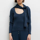 Leset - Pointelle Long Sleeve Scoop Neck