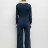 Leset - Pointelle Long Sleeve Scoop Neck