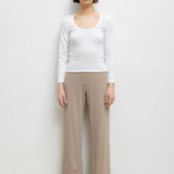 Leset - Pointelle Long Sleeve Scoop Neck