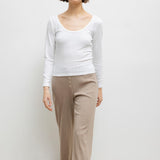 Leset - Pointelle Long Sleeve Scoop Neck