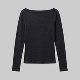 Leset - Pointelle Long Sleeve Bateau Top