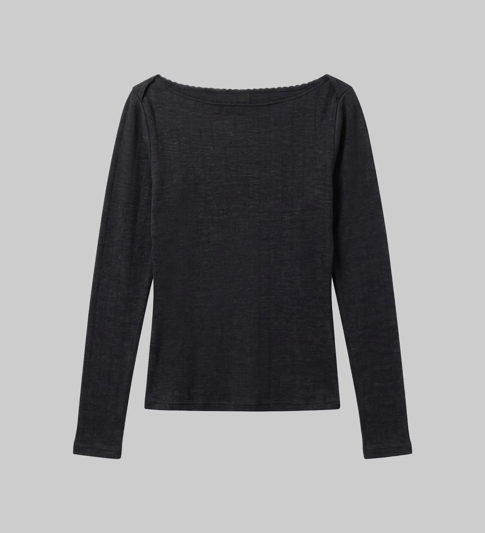 Leset - Pointelle Long Sleeve Bateau Top