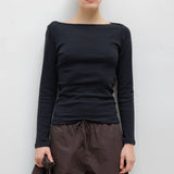 Leset - Pointelle Long Sleeve Bateau Top