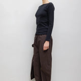 Leset - Pointelle Long Sleeve Bateau Top