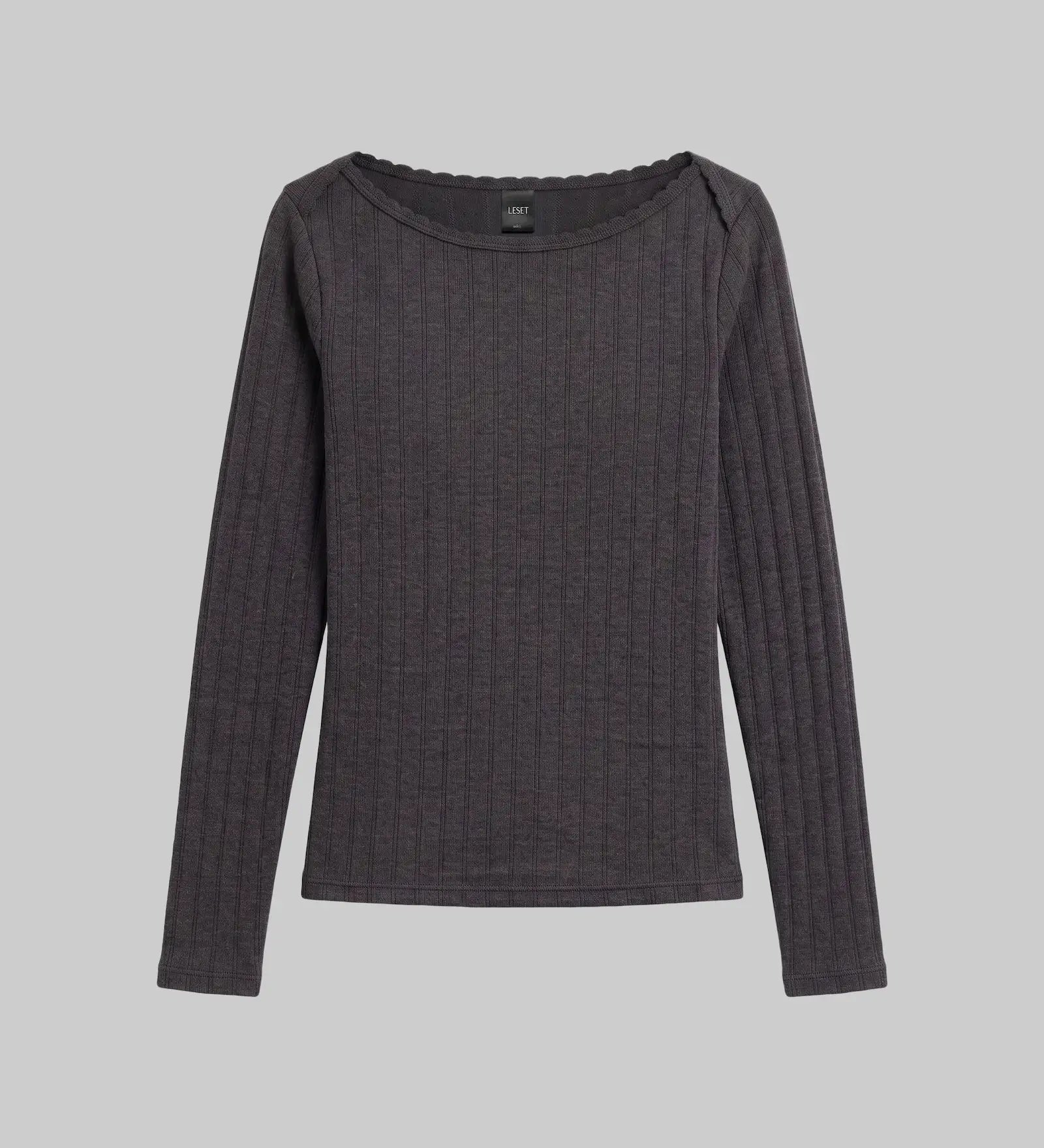 Leset - Pointelle Long Sleeve Bateau Top