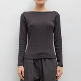 Leset - Pointelle Long Sleeve Bateau Top