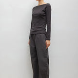 Leset - Pointelle Long Sleeve Bateau Top