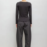 Leset - Pointelle Long Sleeve Bateau Top