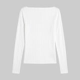 Leset - Pointelle Long Sleeve Bateau Top