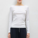 Leset - Pointelle Long Sleeve Bateau Top