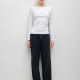 Leset - Pointelle Long Sleeve Bateau Top