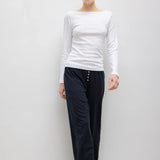 Leset - Pointelle Long Sleeve Bateau Top