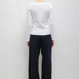 Leset - Pointelle Long Sleeve Bateau Top