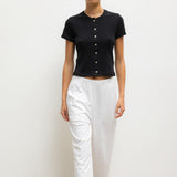 Leset - Pointelle Short Sleeve Cardigan