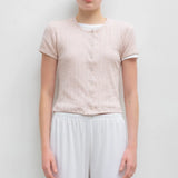 Leset - Pointelle Short Sleeve Cardigan