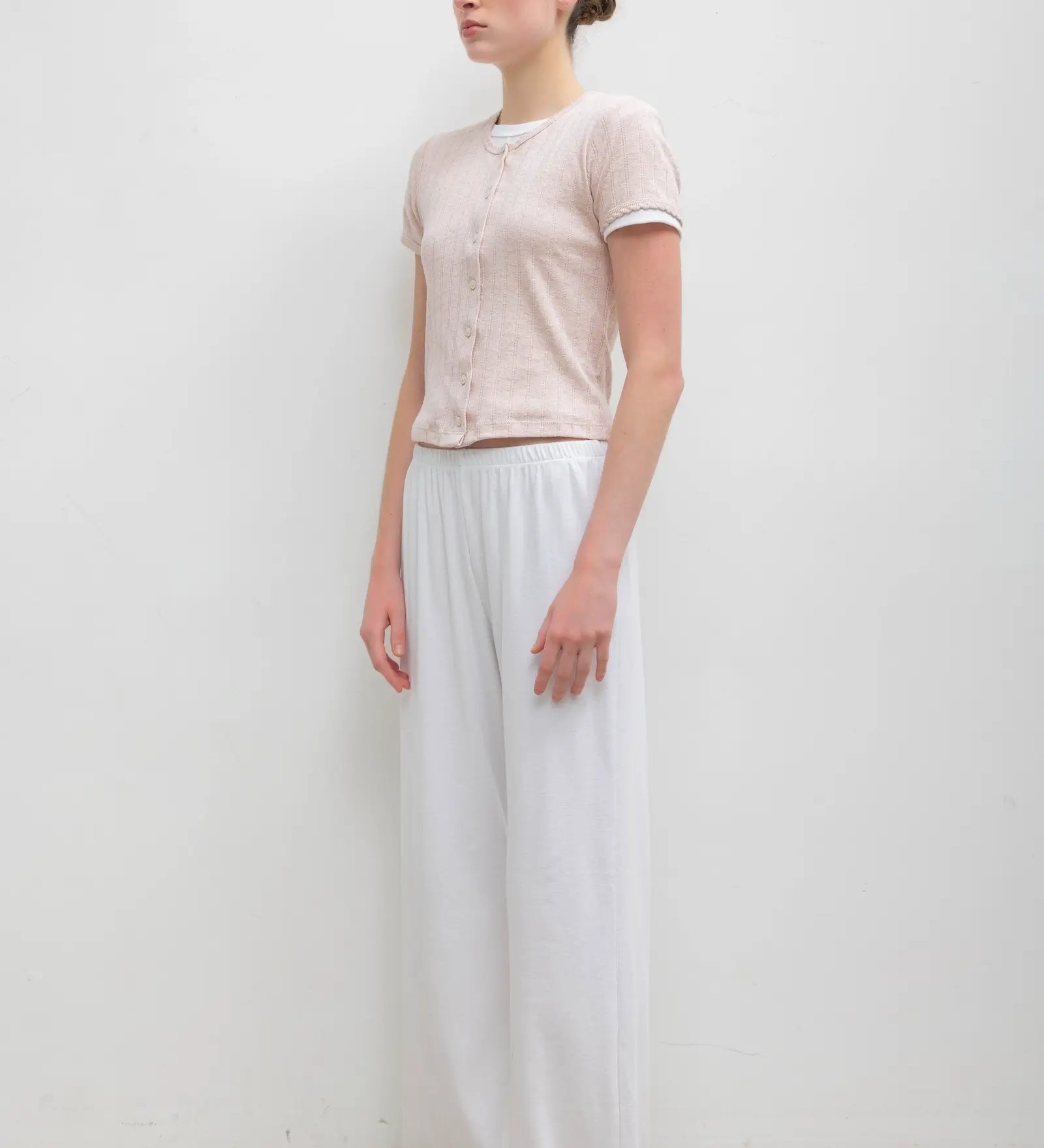 Leset - Pointelle Short Sleeve Cardigan