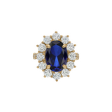 Dorsey - 14K SPENCER RING IN LAB BLUE SAPPHIRE AND LAB DIAMOND, 14K YELLOW GOLD