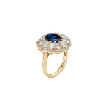 Dorsey - 14K TATE RING IN LAB BLUE SAPPHIRE AND LAB DIAMOND, 14K YELLOW GOLD