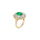 Dorsey - 14K TATE RING IN LAB EMERALD AND LAB DIAMOND, 14K YELLOW GOLD