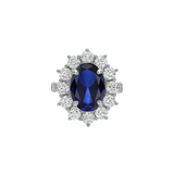 Dorsey - 14K SPENCER RING IN LAB BLUE SAPPHIRE AND LAB DIAMOND, 14K WHITE GOLD